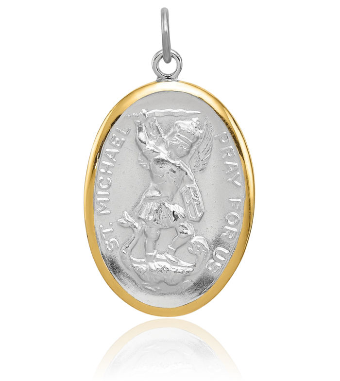 925 Sterling Silver Reversible Saint Michael Medal Protects Us Patron Archangel Guardian Angel Wings Necklace Christian Religious Chain Pendant Faith Charm