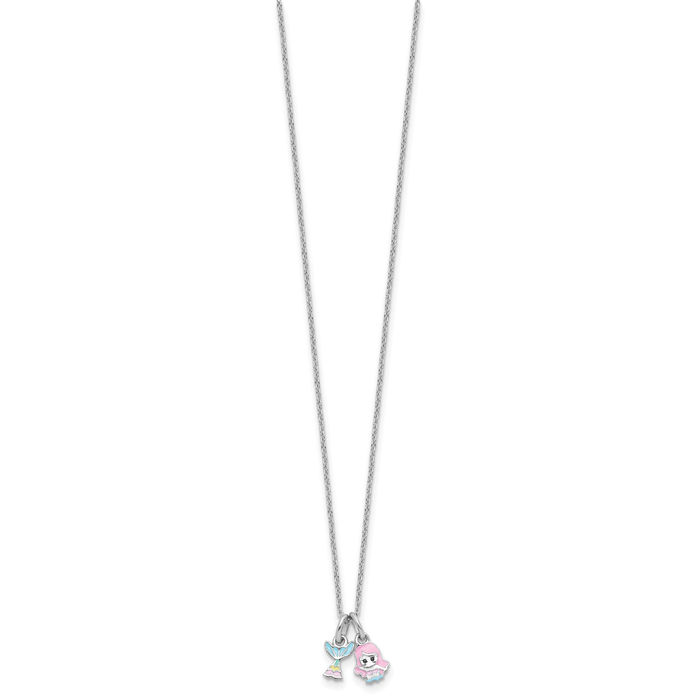 925 Sterling Silver Multi-color Mermaid Chain Necklace