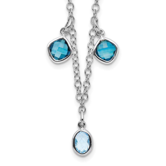 925 Sterling Silver London Sky Blue Topaz Necklace Chain Gemstone Pendant Charm