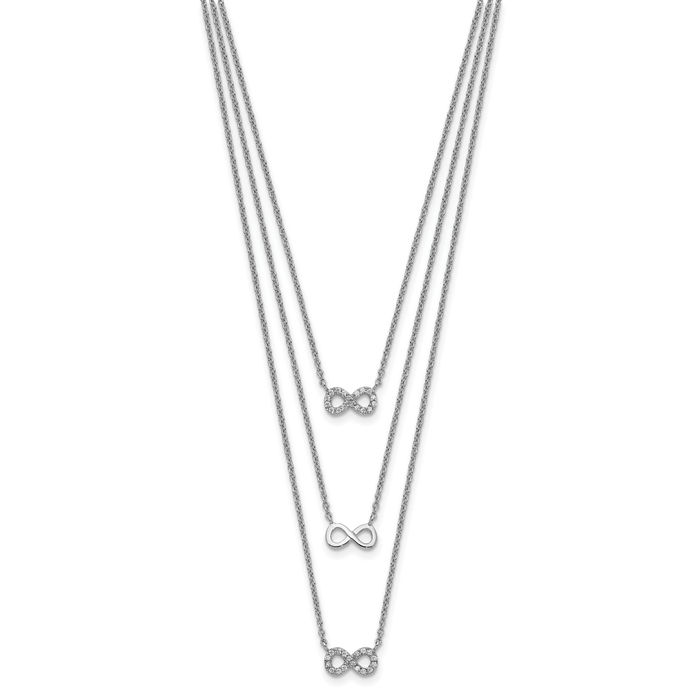 Three Strand Layered V Necklace Gold-plated Sterling Silver Cubic Zirconia Three Strand Layered V Necklace Gold-plated Sterling Silver Cubic Zirconia