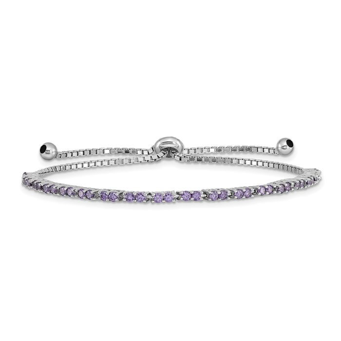 925 Sterling Silver, Purple Cubic Zirconia Bracelet, Purple CZ, Gemstones, Gemstones Bracelet, online Bracelet, Silver Bracelet, Gift for Her