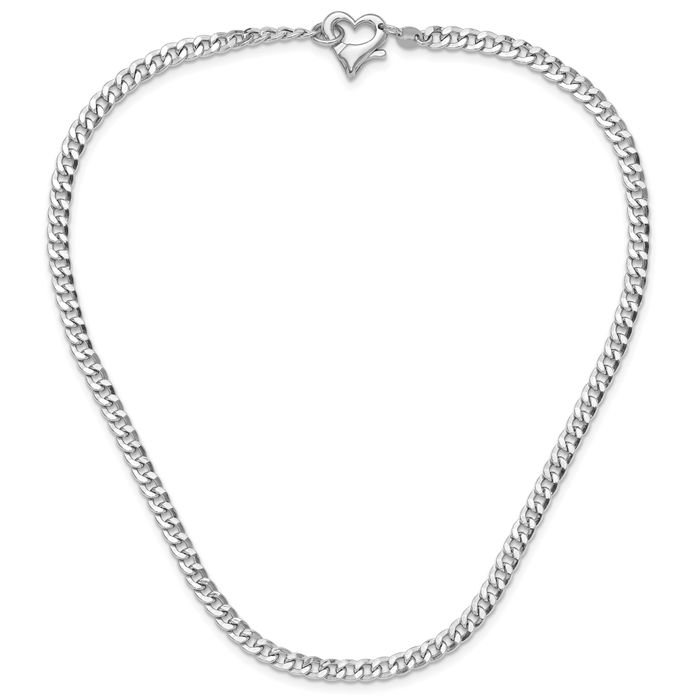 925 Sterling Silver Heart Curb Link Chain Necklace