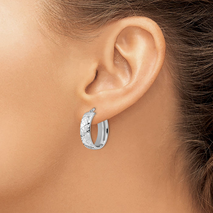 925 Sterling Silver Oval Medium Hoop Earrings
