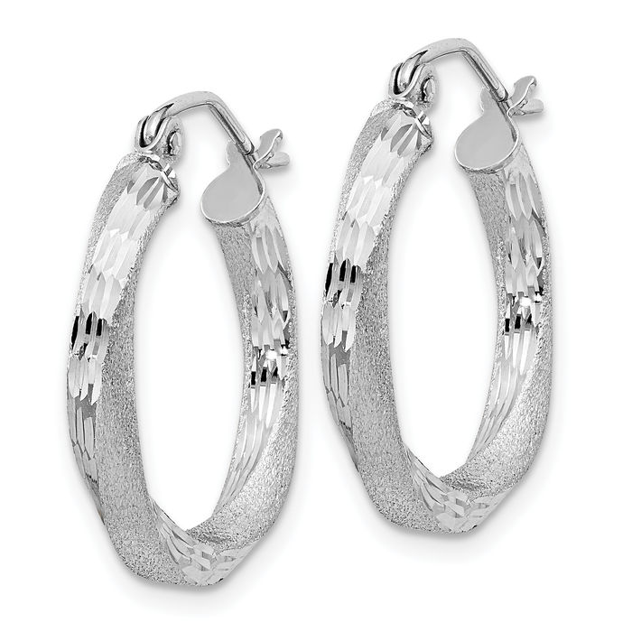 925 Sterling Silver Twisted Round Medium Hoop Earrings