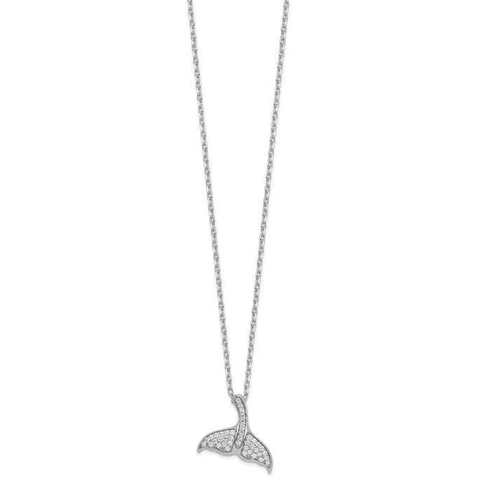 925 Sterling Silver Cubic Zirconia CZ Whale Tail Fish Mermaid Necklace Chain