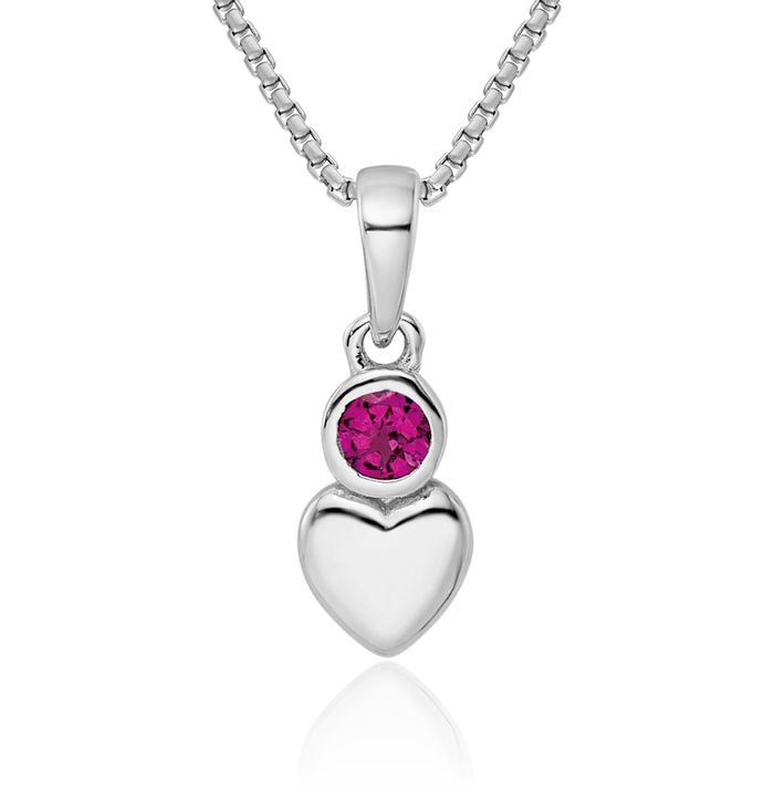 925 Sterling Silver Purple Rhodolite Garnet Heart Necklace Gemstone Pendant Charm June Birthstone Jewelry