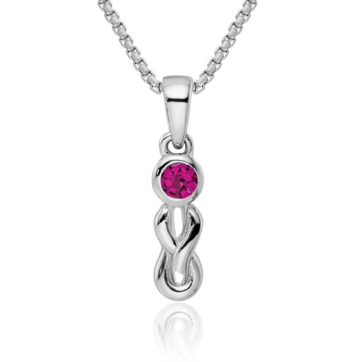 925 Sterling Silver Purple Rhodolite Garnet Infinity Twisted Love Knot Symbol Necklace Gemstone Pendant Charm June Birthstone Jewelry