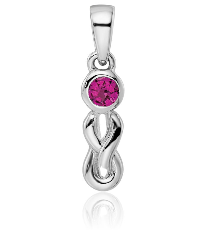 925 Sterling Silver Purple Rhodolite Garnet Infinity Twisted Love Knot Symbol Necklace Gemstone Pendant Charm June Birthstone Jewelry