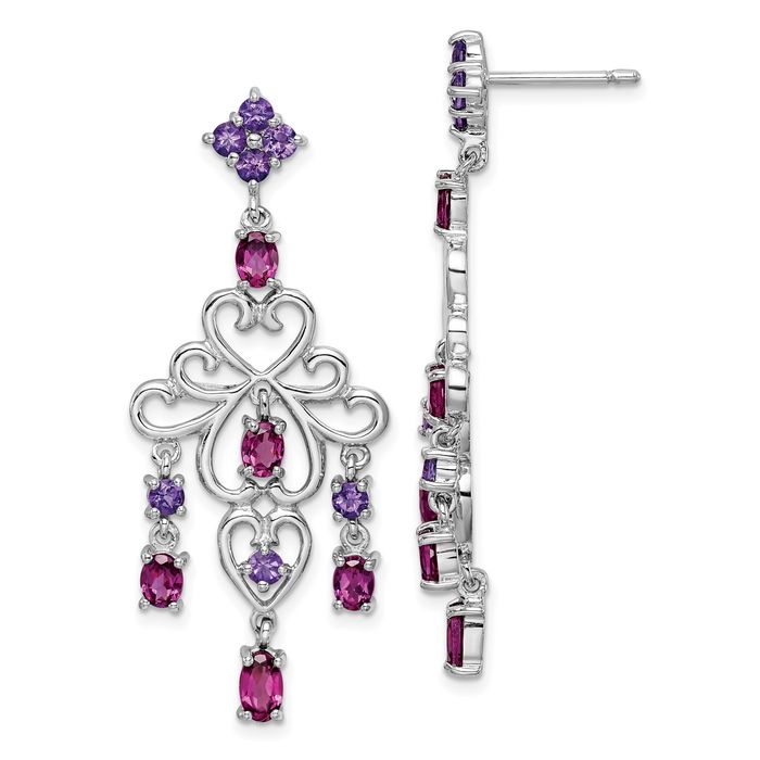 Amethyst Dangling outlet Drop Earring With Studded Ruby's in .925 Sterling Silver