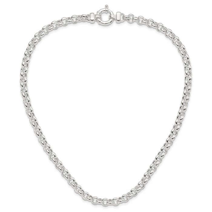 925 Sterling Silver Cable Rolo Link Chain Belcher Necklace