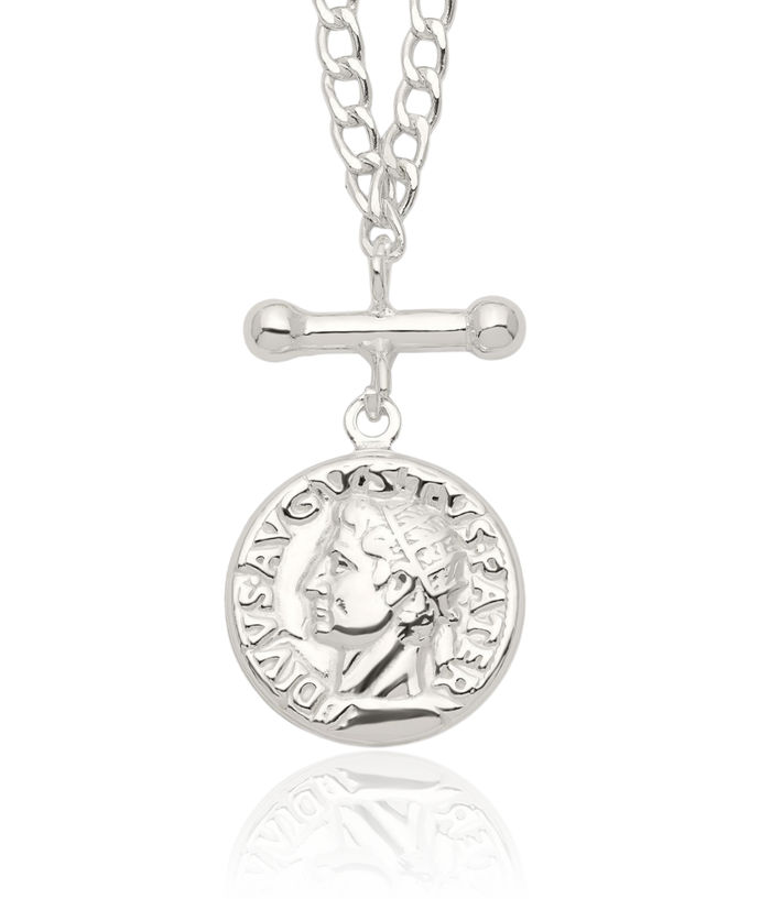 925 Sterling Silver Roman Coin Chain Necklace