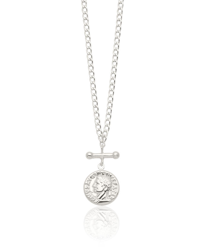 925 Sterling Silver Roman Coin Chain Necklace