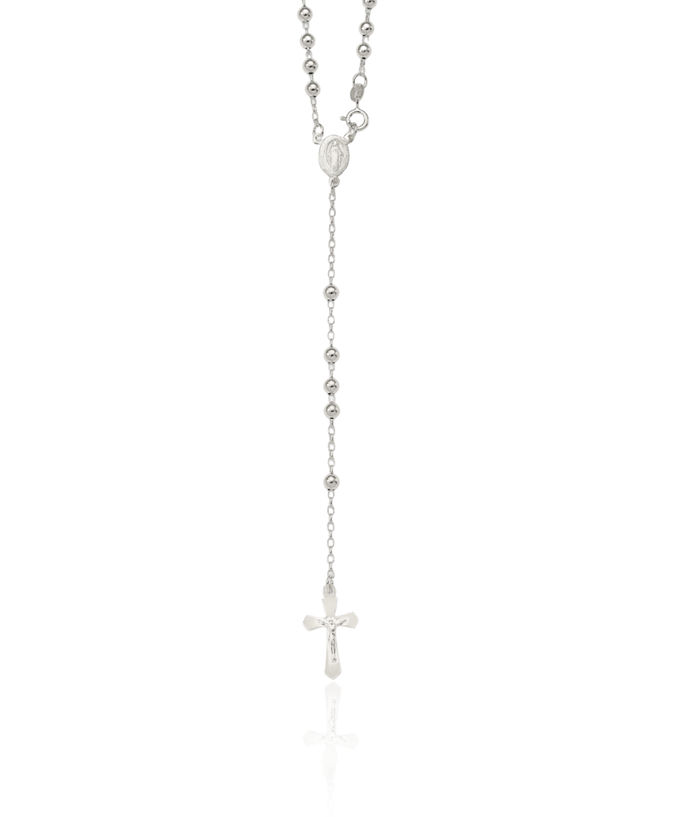 925 Sterling Silver Rosary Bead Chain Necklace