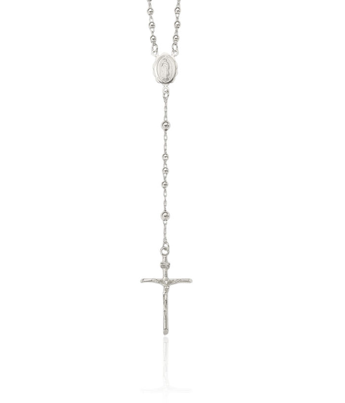 925 Sterling Silver Rosary Bead Chain Necklace