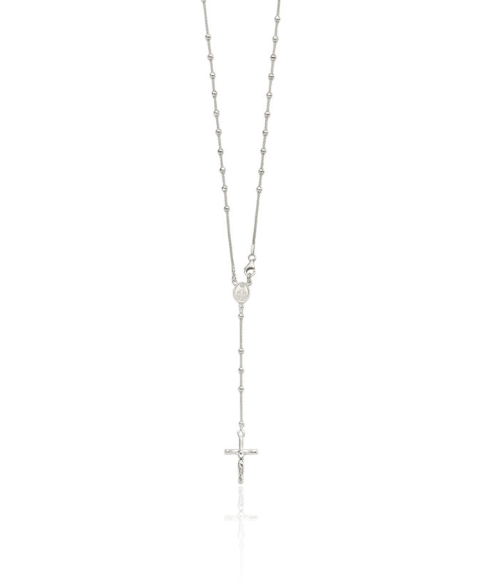 925 Sterling Silver Rosary Bead Chain Necklace