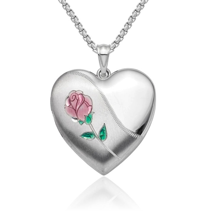 925 Sterling Silver Rose Ash Holder Heart Personalized Photo Locket Cremation Necklace Memorial Charm Urn Pendant