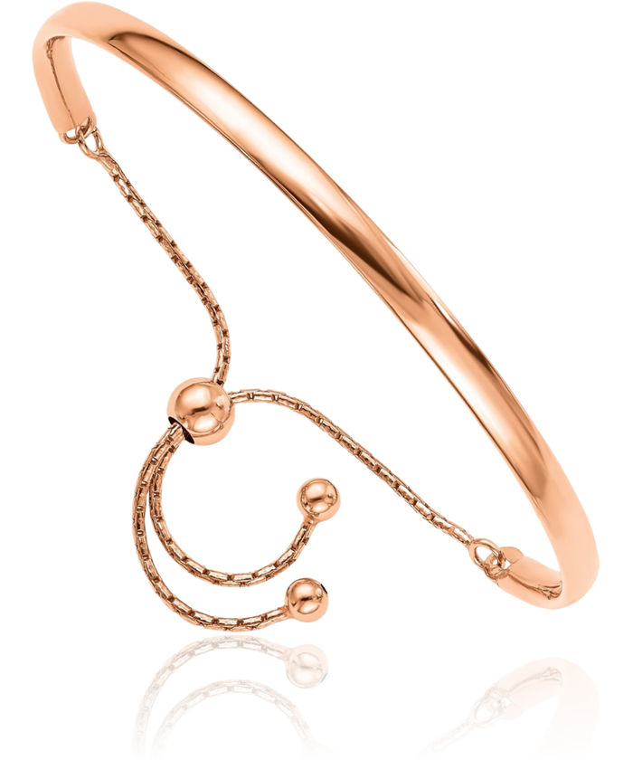 925 Sterling Silver Rose Pink Gold Plated Adjust Bangle Bracelet