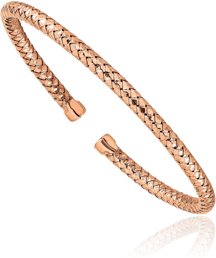 925 Sterling Silver Rose Pink Gold Plated Cuff Bracelet