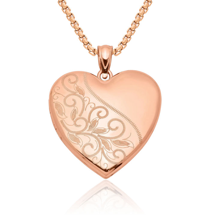 925 Sterling Silver Rose Pink Gold Plated Heart Family Personalized Photo Locket Necklace Picture Pendant Charm