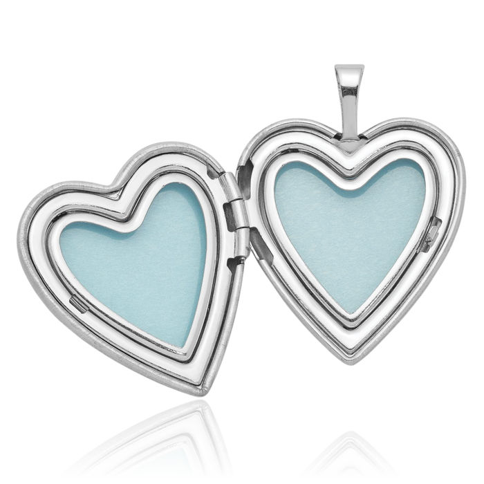 925 Sterling Silver Rose Heart Personalized Photo Locket Necklace Picture Pendant Charm Set