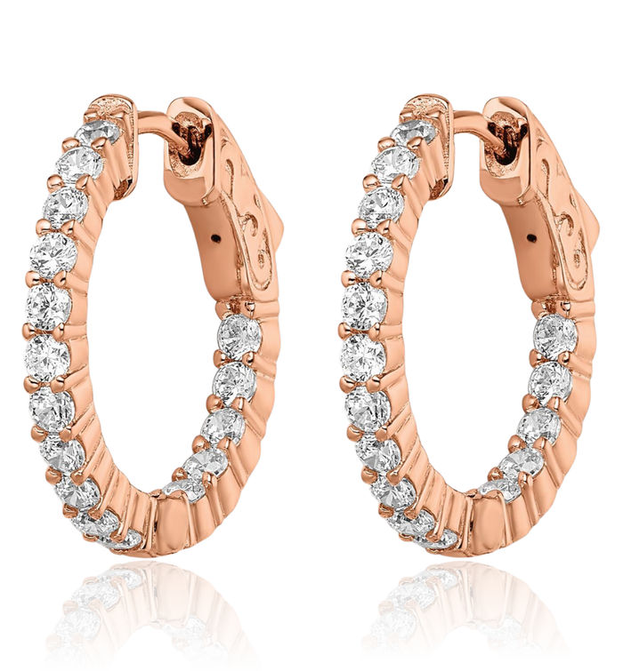 Rose plated & CZ hoops Rose plated & CZ hoops
