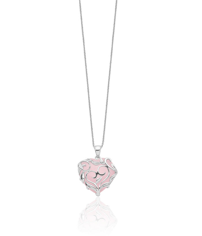 925 Sterling Silver Rose Quartz Generous Heart Necklace Love Pendant Friendship Charm Chain