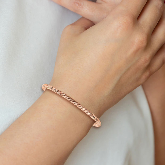 925 Sterling Silver Rose Tone Chain Bracelet