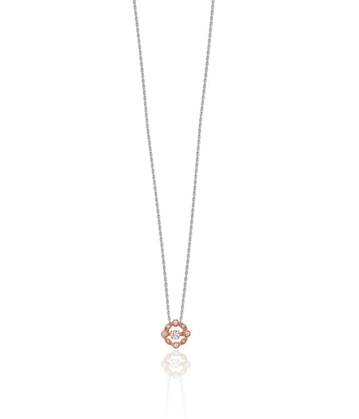 925 Sterling Silver Rose Tone Cubic Zirconia CZ Necklace Chain