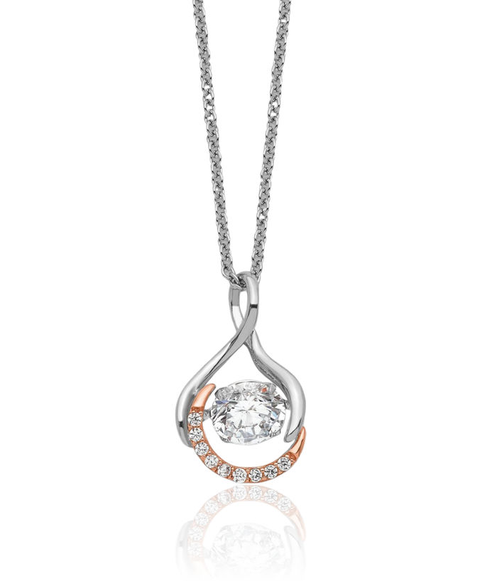 925 Sterling Silver Rose Tone Cubic Zirconia CZ Warm Embrace Necklace Chain