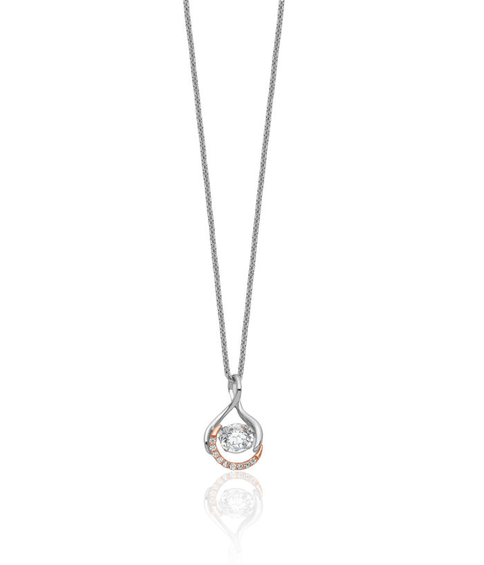 925 Sterling Silver Rose Tone Cubic Zirconia CZ Warm Embrace Necklace Chain