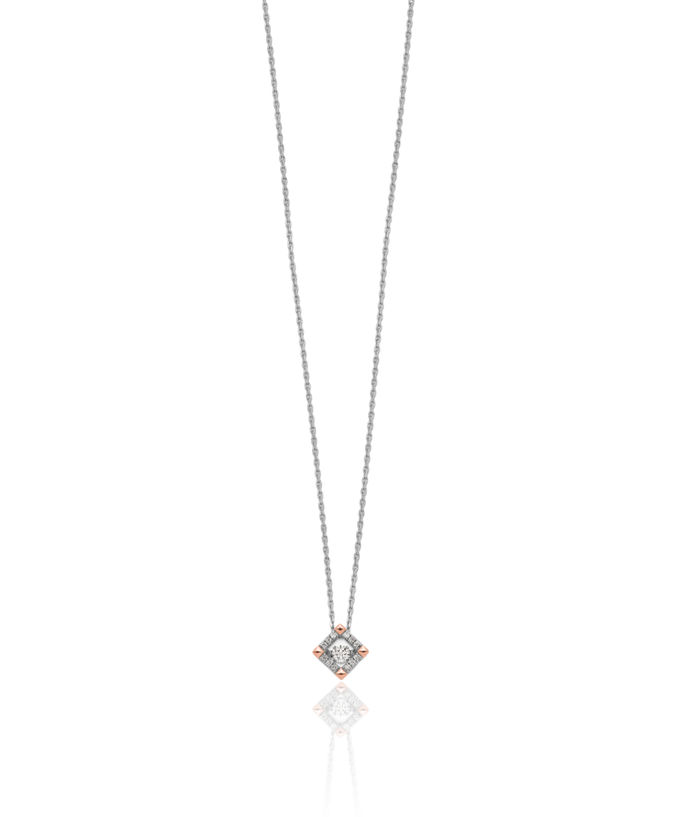 925 Sterling Silver Rose Tone Dangling Cubic Zirconia CZ Necklace Chain