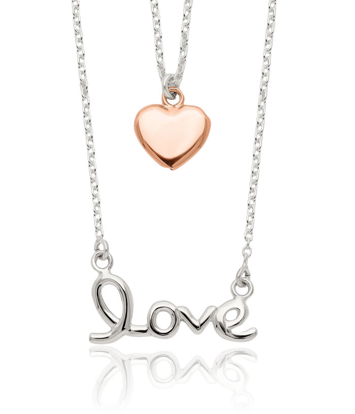 925 Sterling Silver Rose Tone Love Heart Layering Necklace Chain