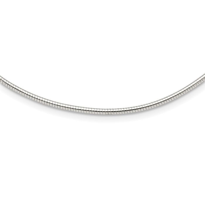 925 Sterling Silver Round 2mm Neck Collar Neckwire Chain Cuff Choker Necklace