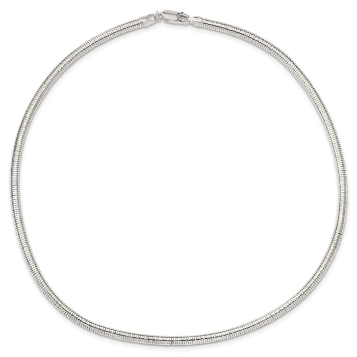 925 Sterling Silver Round 3.75mm Neck Collar Neckwire Chain Cuff Choker Necklace