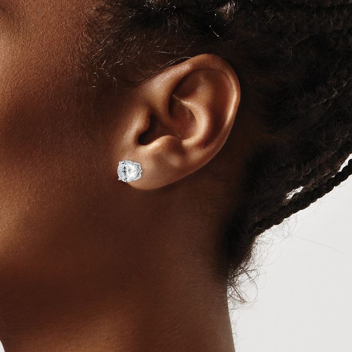 925 Sterling Silver Round 8mm Cubic Zirconia CZ Stud Earrings