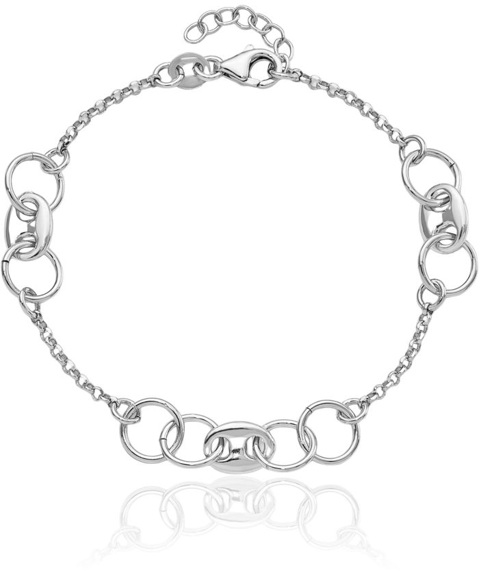 925 Sterling Silver Circle Round Chain Bracelet