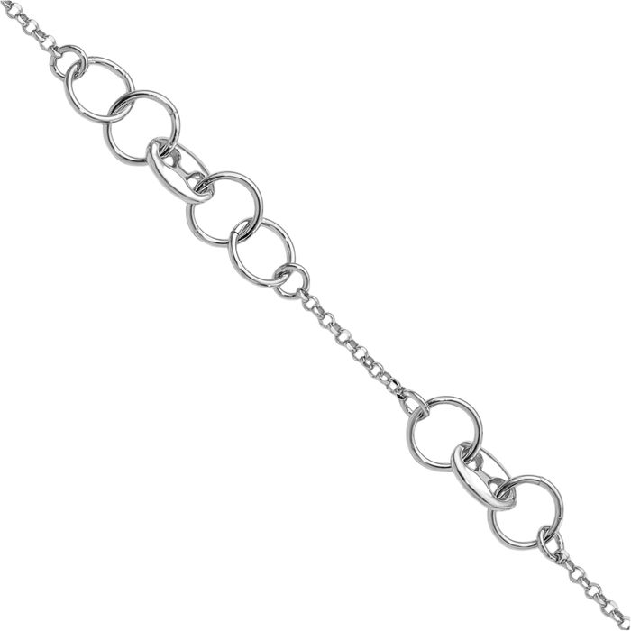 925 Sterling Silver Circle Round Chain Bracelet