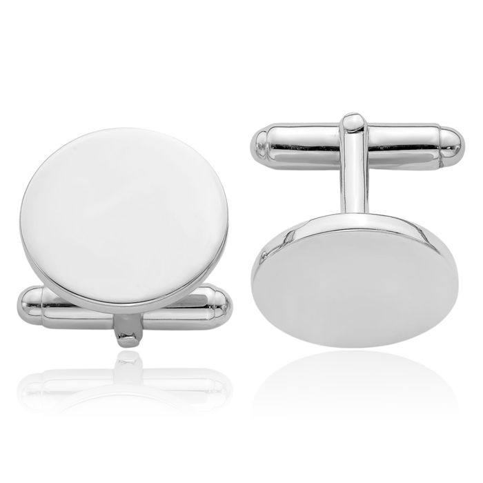 925 Sterling Silver Round Cuff Links