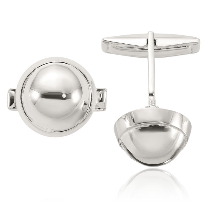 925 Sterling Silver Round Cuff Links