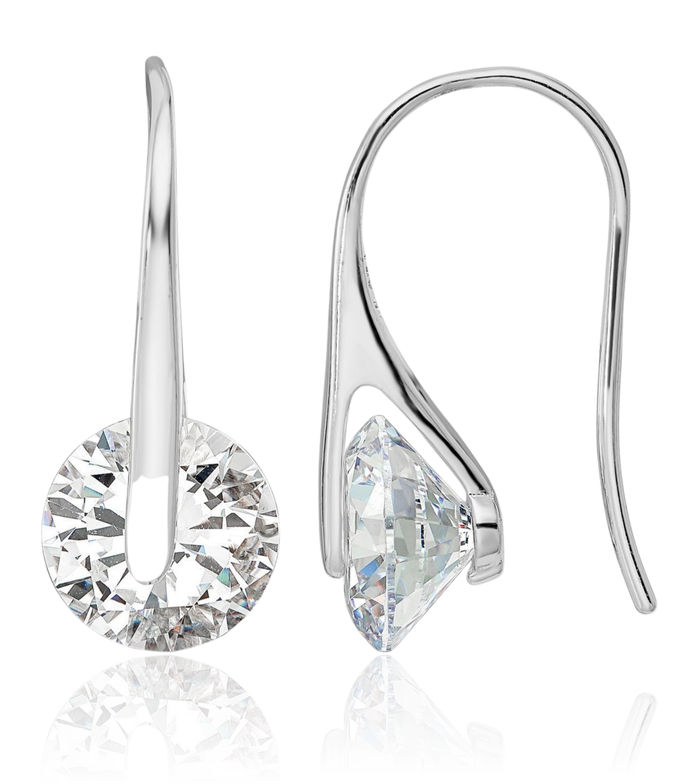 925 Sterling Silver Round Cubic Zirconia CZ Drop Dangle Earrings