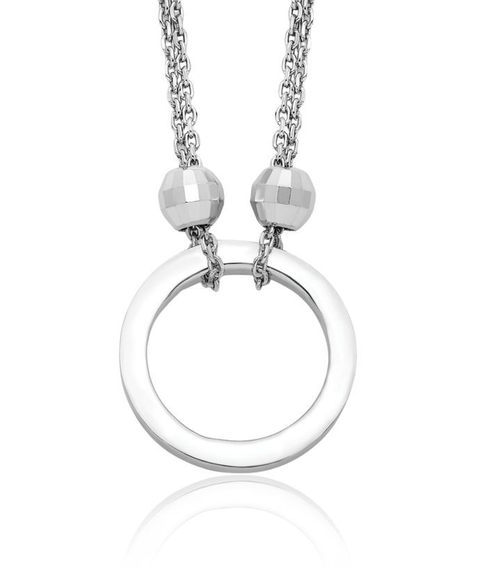 925 Sterling Silver Circle Round Geometric Beads Chain Necklace