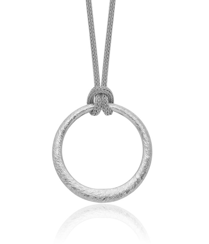 925 Sterling Silver Circle Round Geometric Pendant Necklace