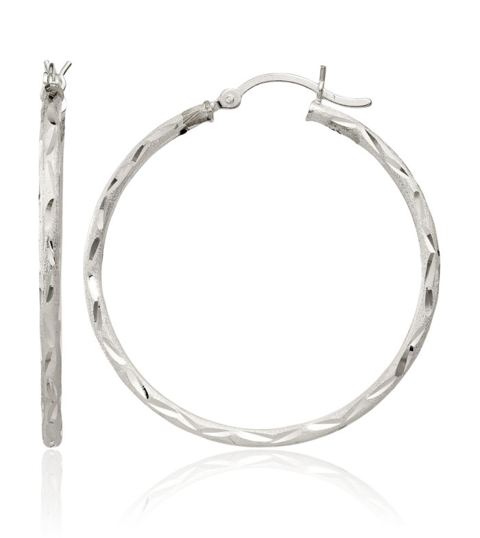 925 Sterling Silver Round Large Hoop Earrings