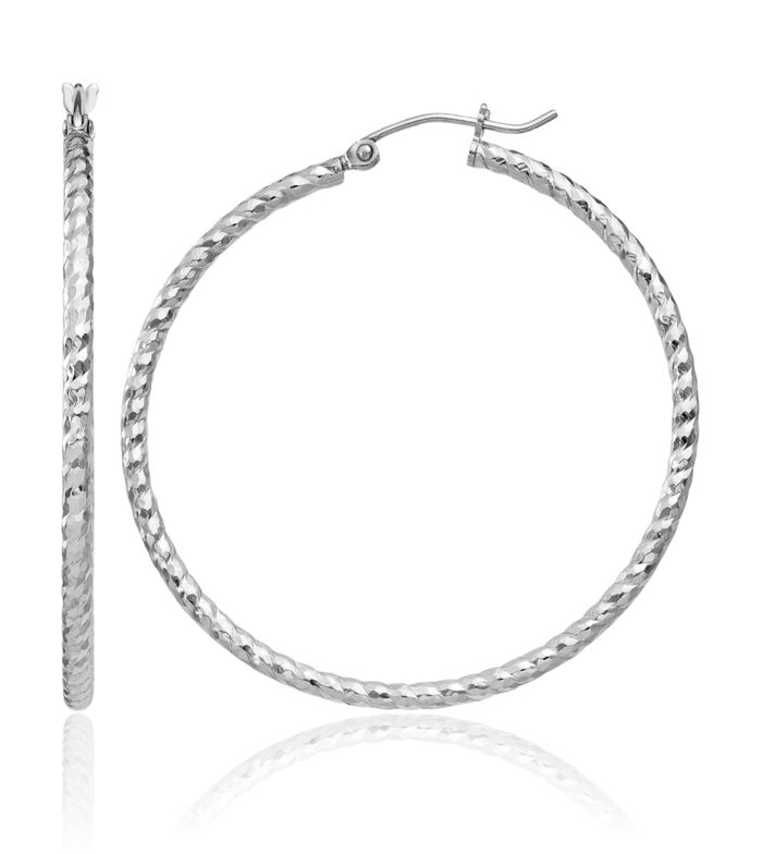 925 Sterling Silver Round Large Hoop Earrings
