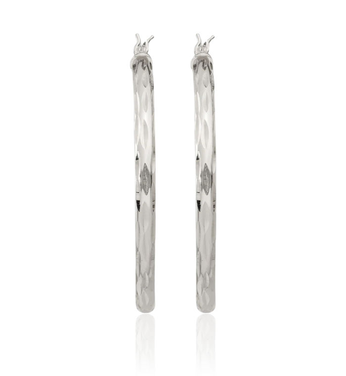 925 Sterling Silver Round Large Hoop Earrings