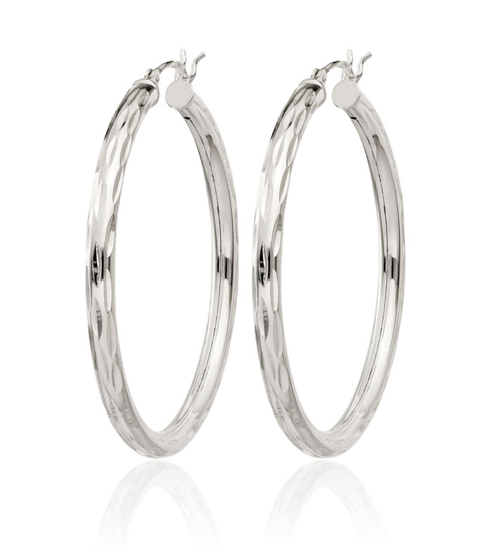 925 Sterling Silver Round Large Hoop Earrings