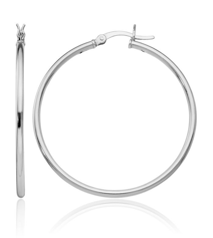 925 Sterling Silver Round Large Hoop Earrings
