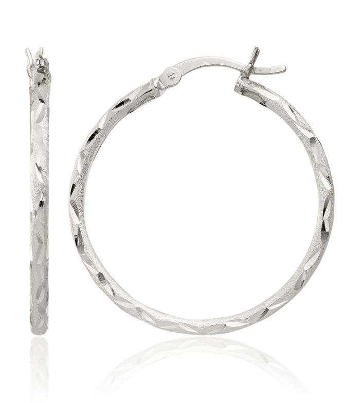 925 Sterling Silver Round Medium Hoop Earrings