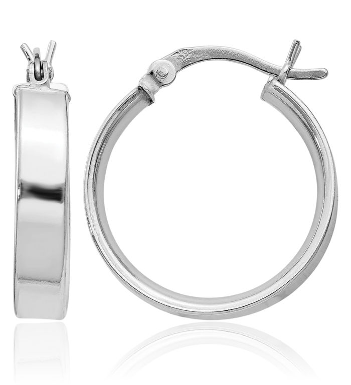 925 Sterling Silver Round Medium Hoop Earrings