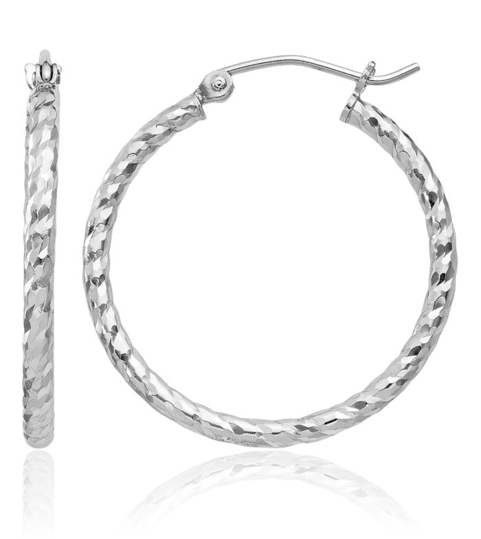 925 Sterling Silver Round Medium Hoop Earrings